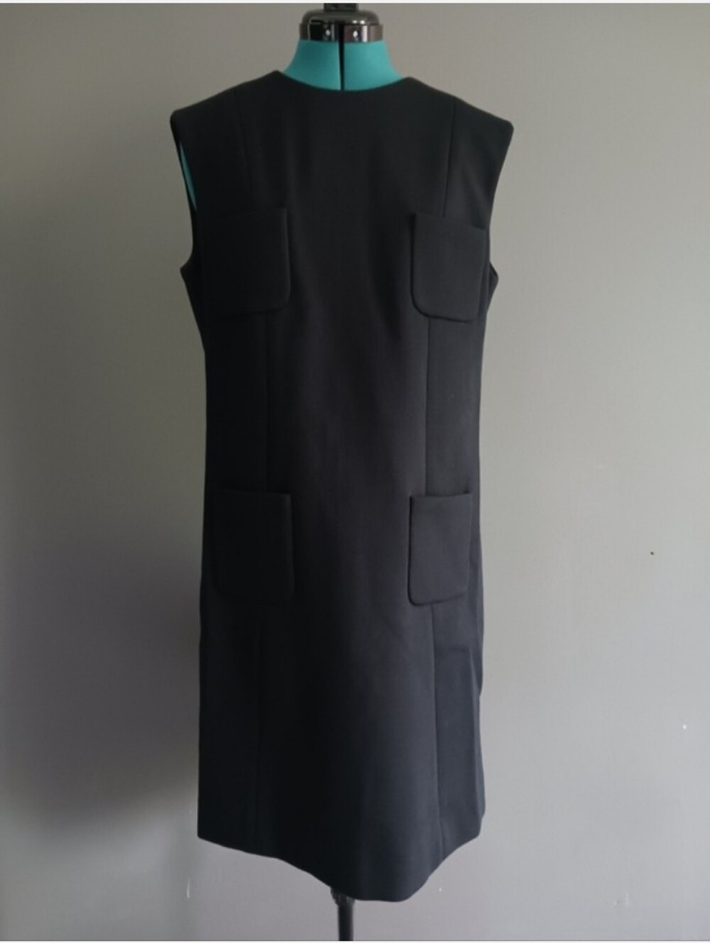 Chanel Uniform Black Laine Wool Blended  Dress Size 42